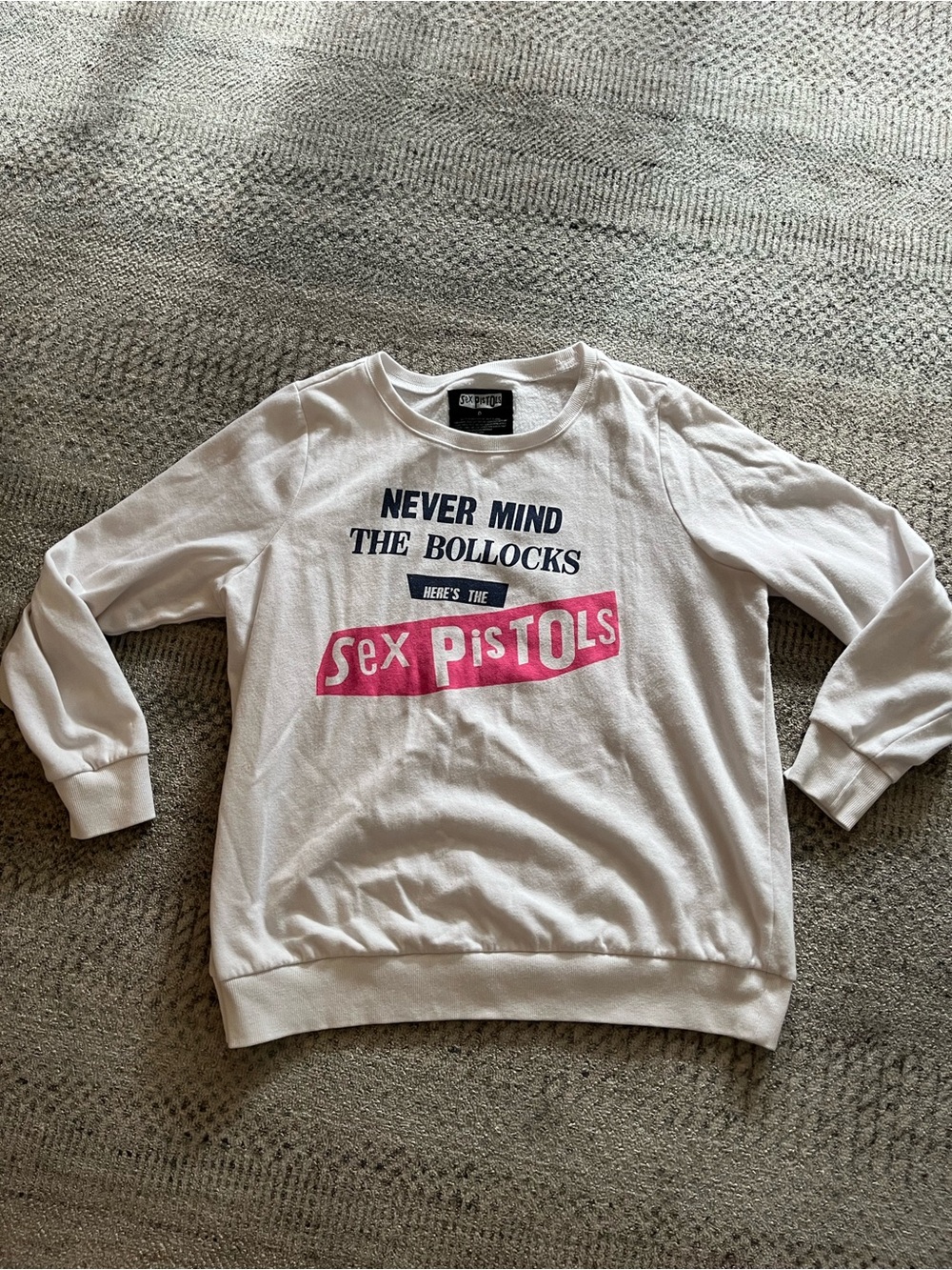 White crewneck 'Sex Pistols' Graphic Sweatshirt Y2K punk streetwear funky
